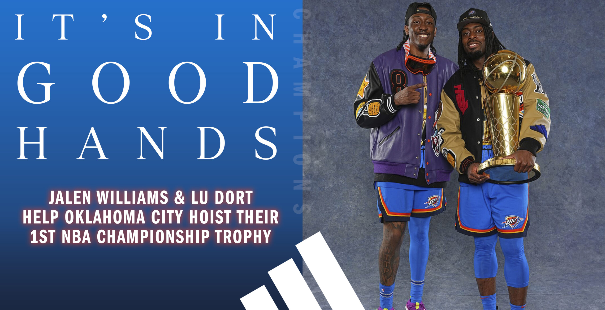 Jalen Williams & Lu Dort help OKC hoist their 1st NBA Championship Trophy